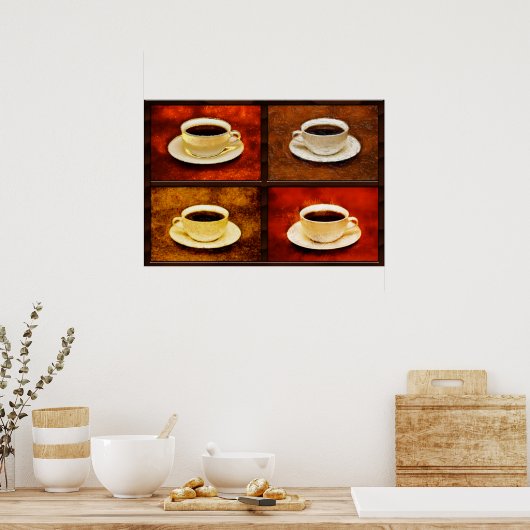 Poster Variations sur une coupe de café -4 styles différe (Cuisine)