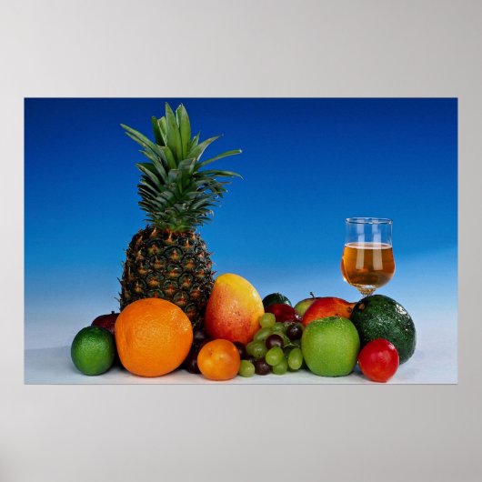 Poster Variétés de fruits et jus (Devant)