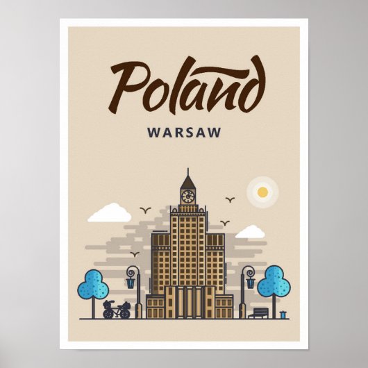 Poster Varsovie Pologne Art Voyage Illustration (Devant)