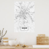 Poster Varsovie, Pologne (noir sur blanc) (Cuisine)