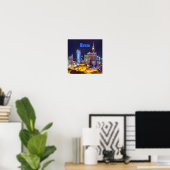Poster Varsovie Pologne Nuit Skyline Varsovie Spire (Bureau à domicile)