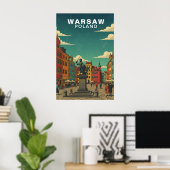 Poster Varsovie, Pologne Place Historique & Statue de la  (Bureau à domicile)