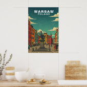 Poster Varsovie, Pologne Place Historique & Statue de la  (Cuisine)
