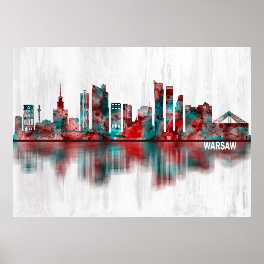 Poster Varsovie Pologne Skyline (Devant)