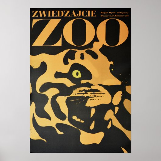 Poster Varsovie Pologne Visiter Le Zoo Tiger 1967 Ancien (Devant)