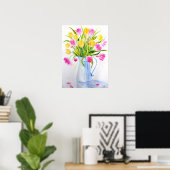 Poster Vase aquarelle des tulipes (Bureau à domicile)