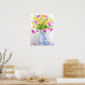 Poster Vase aquarelle des tulipes (Cuisine)