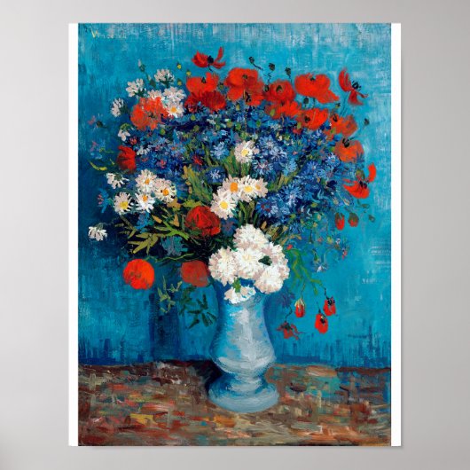 Poster Vase avec Cornflowers et Poppies, Van Gogh (Devant)