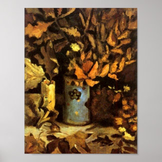 Poster Vase avec des Feuilles morts Van Gogh