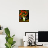 Poster Vase avec des papillons rouges Van Gogh Art (Bureau à domicile)