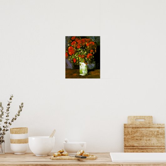 Poster Vase avec des papillons rouges Van Gogh Art (Cuisine)