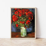 Poster Vase avec des papillons rouges | Vincent Van Gogh<br><div class="desc">Vase avec des pavots rouges de l'artiste néerlandais Vincent Van Gogh. La peinture d'art original est une huile sur toile représentant une vie morte de fleurs rouge vif. Utilisez les outils de conception pour ajouter du texte personnalisé ou personnaliser l'image.</div>