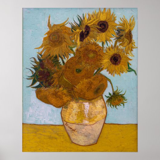 Poster Vase avec douze tournesols (Devant)