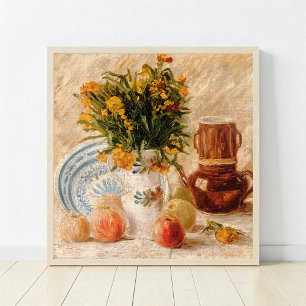 Poster Vase avec Fleurs, Café et Fruit, van Gogh