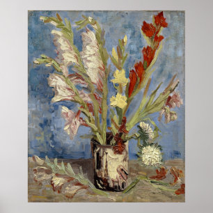 Poster Vase avec Gladioli et chinois Asters par Van Gogh