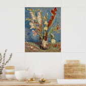 Poster Vase avec Gladioli et chinois Asters van Gogh (Cuisine)