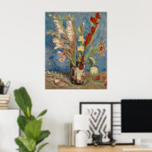 Poster Vase avec Gladioli et chinois Asters van Gogh (Bureau à domicile)