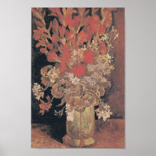 Poster Vase avec Gladioli et oeillets de Van Gogh