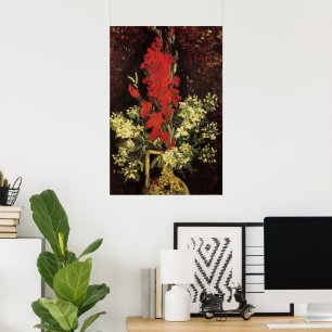 Poster Vase avec Glaïeuls, Œillets de Vincent van Gogh