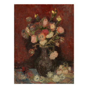 Poster Vase avec les chinois maîtres et gladioli van Gogh