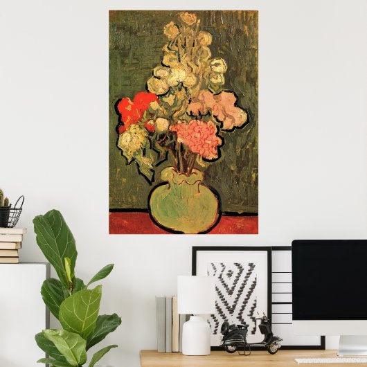 Poster Vase avec Rose Mallows par Vincent van Gogh (Bureau à domicile)