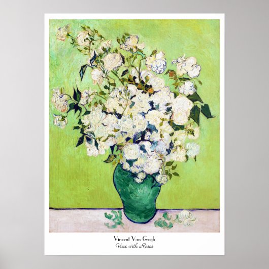 Poster Vase avec Rose Vincent Van Gogh peinture (Devant)