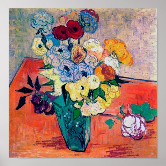 Poster Vase avec Roses et Anémones, Van Gogh (Devant)
