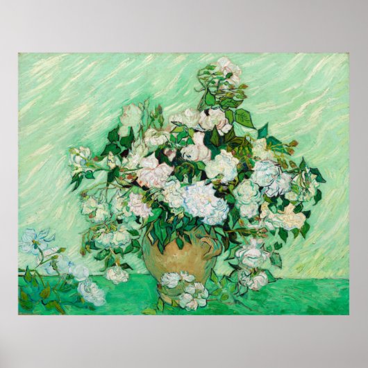 Poster Vase avec Roses par Vincent Van Gogh (Devant)