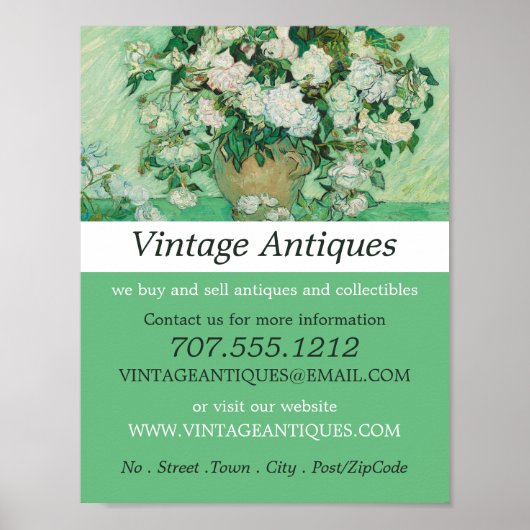 Poster Vase Avec Roses Roses Roses Roses, Van Gogh, Antiq (Devant)