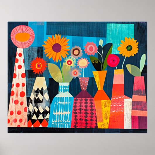 Poster Vase de fleurs abstrait moderne (Devant)