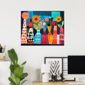 Poster Vase de fleurs abstrait moderne (Bureau à domicile)