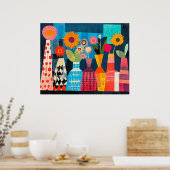Poster Vase de fleurs abstrait moderne (Cuisine)