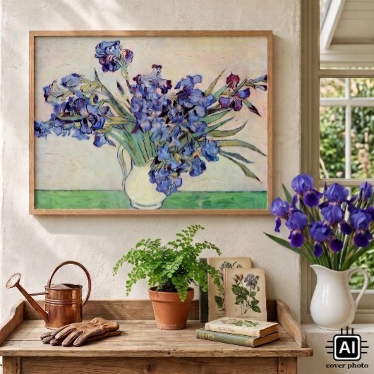 Poster Vase de fleurs avec Iris par Vincent van Gogh