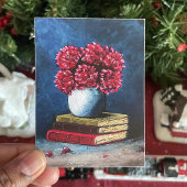 Poster Vase de fleurs Bleu rose Livres Lecture Vie morte