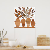 Poster Vase de fleurs Boho Leaf Style d'art botanique mod (Cuisine)