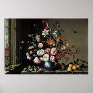 Poster Vase de fleurs près d'une fenêtre, Balthasar van d