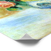 Poster Vase de Rose et Dahlias par Renoir Imprimer (Coin)