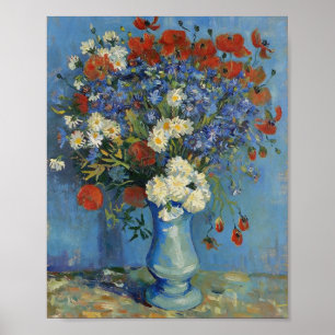 Poster Vase de Van Gogh avec bleuets et coquelicots