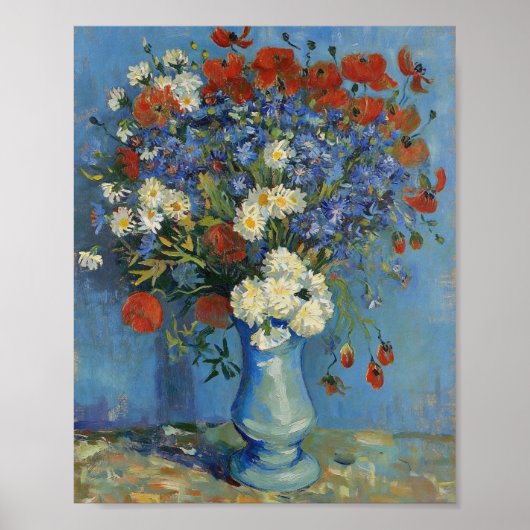 Poster Vase de Van Gogh avec bleuets et coquelicots (Devant)
