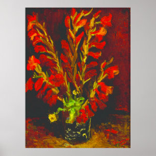 Poster Vase de Van Gogh avec des Glaïeuls Rouges