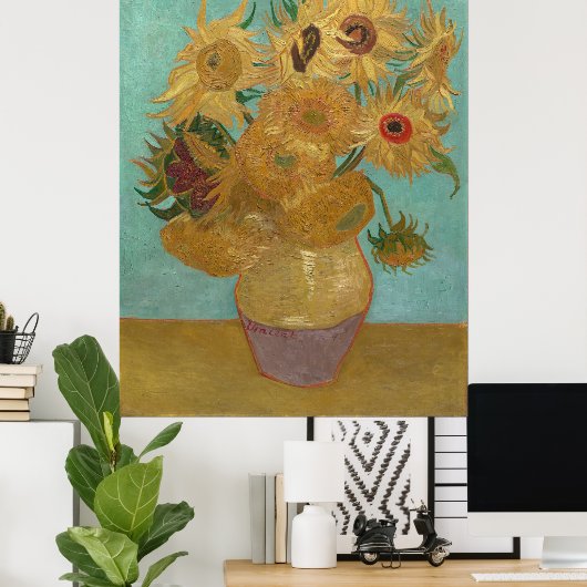 Poster Vase de Van Gogh avec douze tournesols (Bureau à domicile)