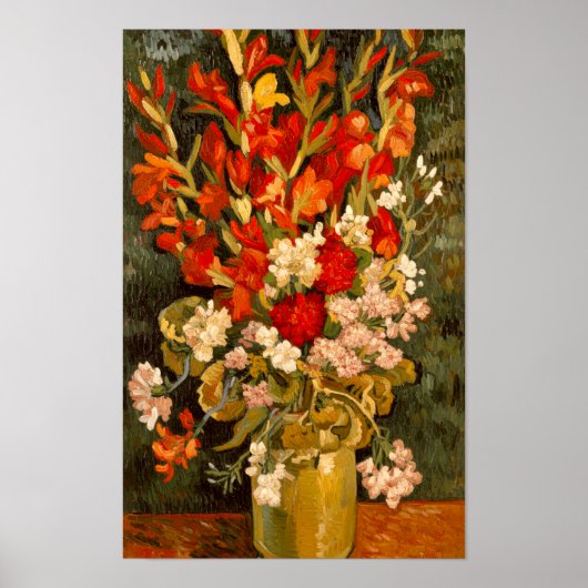 Poster Vase de Van Gogh avec Glaïeuls et Œillets (Devant)