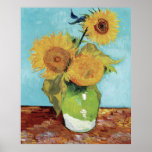 Poster Vase de Van Gogh avec trois tournesols<br><div class="desc">Vase avec trois tournesols par Vincent van Gogh (1888).</div>