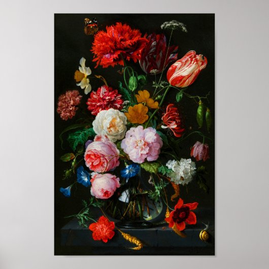 Poster Vase de verre avec des fleurs (Devant)