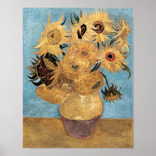 Poster Vase de Vincent van Gogh avec douze tournesols (Devant)