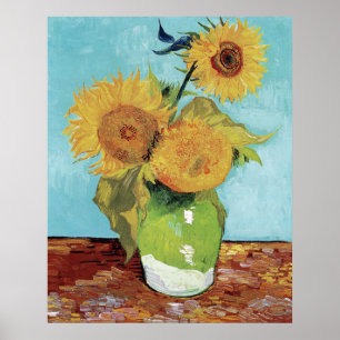 Poster Vase de Vincent van Gogh avec trois tournesols