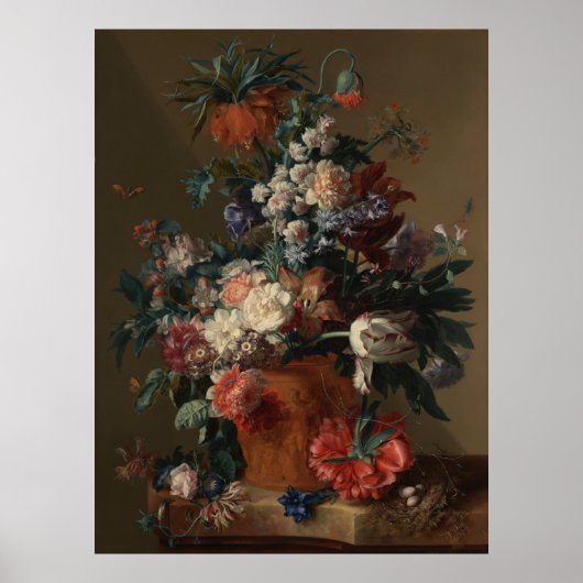 Poster Vase des fleurs par Jan van Huysum (Devant)