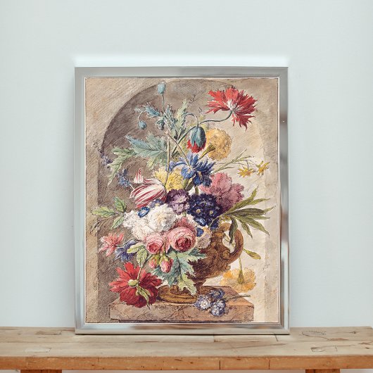 Poster Vase des fleurs par Jan van Huysum