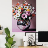 Poster Vase disco avec fleurs (Bureau à domicile)