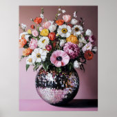 Poster Vase disco avec fleurs (Devant)
